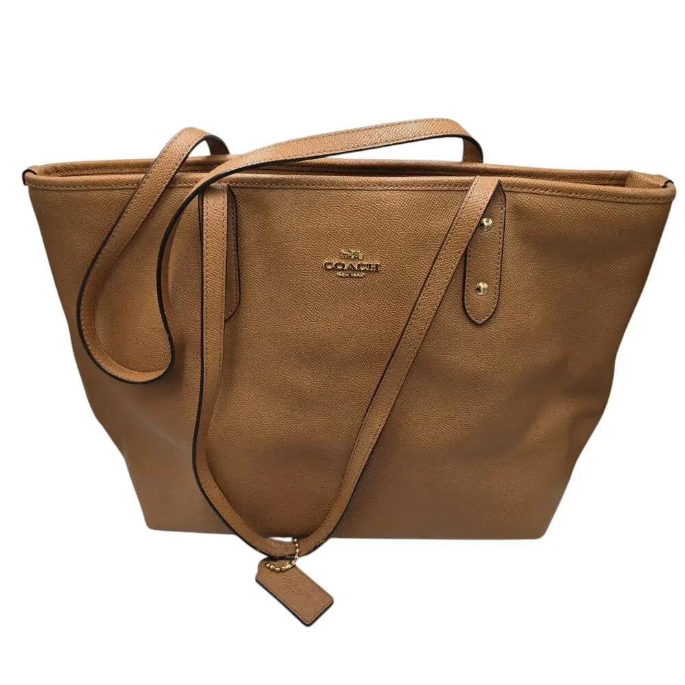 Coach Brown Coated Canvas City Zip Tote Bag F58846 Classic Minimalist Luxury‎